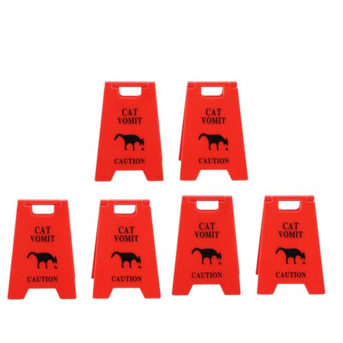 ZJchao Cat -Erbrochenes Vorsichtszeichen, Lustige Katzen Erbrechen Warnzeichen 6pcs Kunststoff Multifunktional Offensichtlich für Indoor mit Unserem Einzigartig Gestalteten Katzen (Rot) von ZJchao
