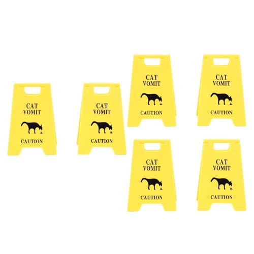 ZJchao Cat -Erbrochenes Vorsichtszeichen, Lustige Katzen Erbrechen Warnzeichen 6pcs Kunststoff Multifunktional Offensichtlich für Indoor mit Unserem Einzigartig Gestalteten Katzen (Yellow) von ZJchao
