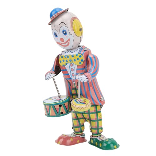 ZJchao Clowns, Retro Clockwork Clown Spielzeug Wedel Zinnplatte Retro Uhrwerk Schlagzeuger Figur Vintage Toy Tisch Spielzeug für Desktop Dekoration Oramentparty Gunst von ZJchao