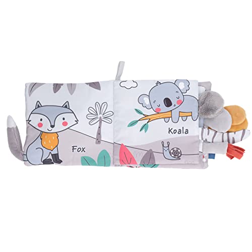 ZJchao Crinkle -Bücher für Babys, Babybuch Kaubar 3D -Bildung Frühes Lernen Weiche Baby Tiertuchbücher Stoff Bücher für über 4 Monate Grau Weiß (Elefant) von ZJchao