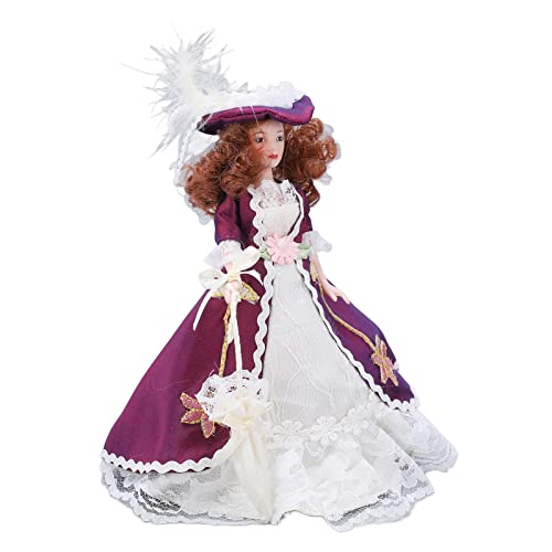 ZJchao Doll House People -Figuren, Miniaturporzellan -People Victorian Style Dark Purple Rock Hut Frau Keramik Doll Porzellan Victorian Dollhouse für 1/12 Puppenhausdekoration von ZJchao