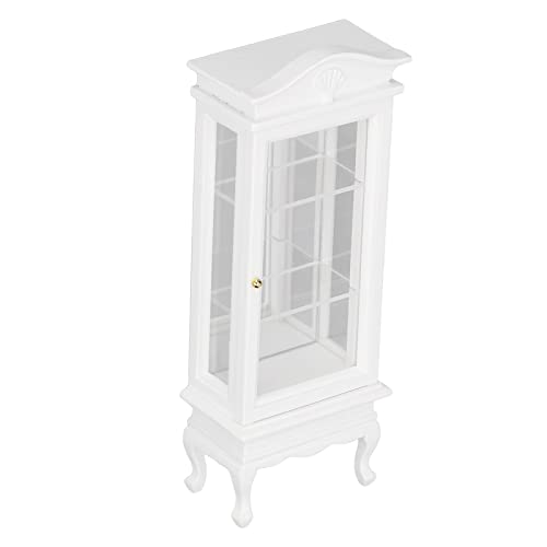 ZJchao Dollhouse -Bücherregal, Mini -Bücherregal für Mini Bücher Holzsimulation Weiße Lichtbogen Dach einzelner Türpuppenhaus Displinetschrank 1:12 Puppenhaus Miniaturschrank Miniatur von ZJchao