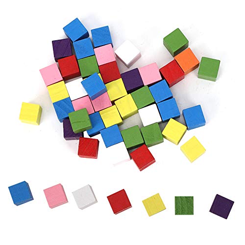 ZJchao Holzbausteine, 2 Sets Farbig Block Set Kiefernholz Geometrie Block Set Farbige Blockaufklärung Frühaufschuldung Spielzeug (15 mm 50 Stück) von ZJchao