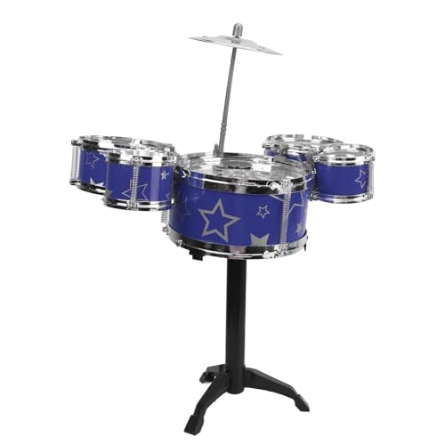 ZJchao Kids Drum Set Kleinkind Jazz Drum Kit 5 Schlagzeug 1 Cymbal 2 Drumsticks mit Stand for Boys Girls Educational Musical Toy (Blue) von ZJchao