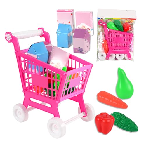 ZJchao Kids Shopping Cart Trolley Play Set 21PCS Rollenspielzeug mit Glatten Kanten Sicherer Plastik für Familieninteraktion und Motorische Fähigkeiten von ZJchao