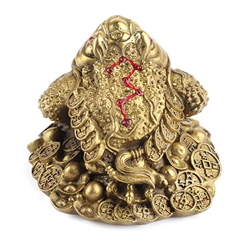 ZJchao Kröte, Geld Frosch Lucky Charm Wealth, Messing Golden DREI -Bein -Kröte, Golden Matte Medium für Hauswarmern Glückwunsch Urlaub (Nr. 1 Länge 11 cm breit 9 cm hoch 8 cm) von ZJchao