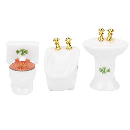 ZJchao Möbel für Dollhouse, 3PCS Dollhouse Porzellan Badezimmer Set 1/24 Badezimmer Set Accessoires Möbel Simulation Keramik Badewanne Toilettenkit Kit (4 Blatt) von ZJchao
