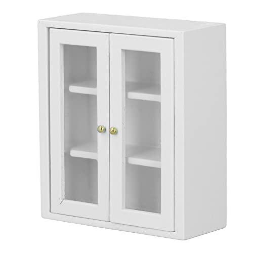 ZJchao Puppenhaus -Wandschrank, 1:12 Skala Dekoration Holz Miniaturschrank Puppenhauszubehör für Badezimmer Wohnzimmer (White) von ZJchao
