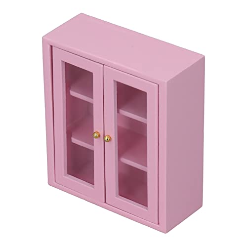 ZJchao Puppenhaus -Wandschrank, Holzminiaturschrank Dekoration 1:12 Puppenhauszubehör für Badezimmer Wohnzimmer (PINK) von ZJchao