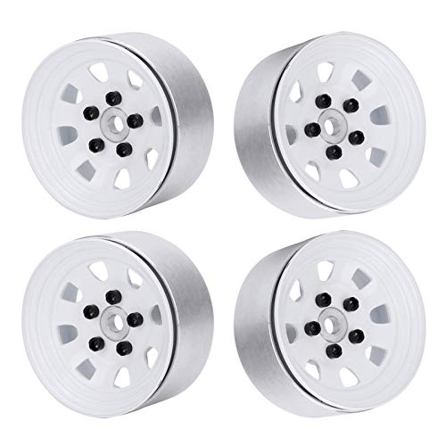 ZJchao RC Beadlock Wheel Rim Hub, Beadlock - 4pcs 1,9 Aluminiumlegierrad Rims Hubs Scx6 RC Autorad -Hubs für 1/10 RC Crawler für Axiale SCX10 (White) von ZJchao