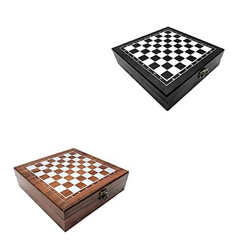 ZJchao Tragbares 4-in-1-Schach-Set für Erwachsene, Leichtes Holzbrettspiel mit Schach, Karten, Würfel und Gepunkteten Fliesen. Ideal für die Entwicklung des Gehirns, das Lernen und von ZJchao