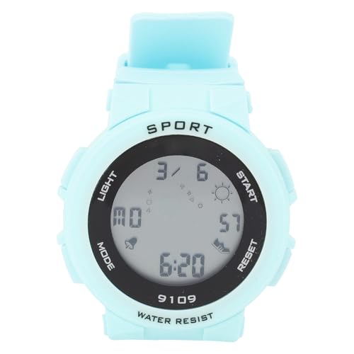 ZJchao wasserdichte Watch Water Resistant Watch Schwimmwache für Jungen Mädchen mit Leuchtendem Alarm 12/24H -Tag Display WR50m Schockfleisch Gummi -Gurt (hellblau) von ZJchao