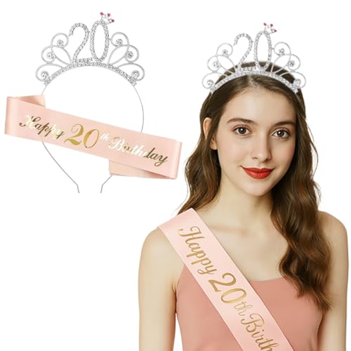 20. Geburtstag Krone Schärpe, 20 Geburtstag Frauen Deko Schärpe und Tiara, Rose Gold 20. Geburtstag Geschenke Krone für Birthday Party, für 20 Geburtstag Deko Geschenk und Frauen Party Accessoires 20. Geburtstag Krone Schärpe, 20 Geburtstag Frauen Deko Schärpe und Tiara, Rose Gold 20. Geburtstag Geschenke Krone für Birthday Party, für 20 Geburtstag Deko Geschenk und Frauen Party Accessoires von ZKGYUS