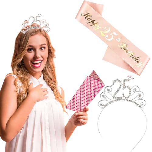 25. Geburtstag Schärpe und Tiara, eburtstagkrone Schärpe Mädchen Deko, Rose Gold Geburtstag Schärpe Krone 25 & Fabulous Schärpe und Tiara für Frauen, Birthday Girl Kinder Geburtstag Deko 25. Geburtstag Schärpe und Tiara, eburtstagkrone Schärpe Mädchen Deko, Rose Gold Geburtstag Schärpe Krone 25 & Fabulous Schärpe und Tiara für Frauen, Birthday Girl Kinder Geburtstag Deko von ZKGYUS