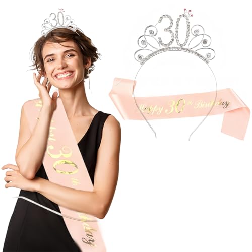 30. Geburtstag Krone Schärpe, 30 Geburtstag Frauen Deko Schärpe und Tiara, Rose Gold 30. Geburtstag Geschenke Krone für Birthday Party, für 30 Geburtstag Deko Geschenk und Frauen Party Accessoires 30. Geburtstag Krone Schärpe, 30 Geburtstag Frauen Deko Schärpe und Tiara, Rose Gold 30. Geburtstag Geschenke Krone für Birthday Party, für 30 Geburtstag Deko Geschenk und Frauen Party Accessoires von ZKGYUS