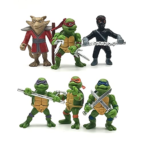 Ninja Turtles Mini-Figuren – Set mit 6 Ninja-Turtles, Teenage Mutant Toppers, Kuchendekoration für Geburtstag, Cartoons, Actionzubehör, Mottopartyzubehör von ZKTSRY