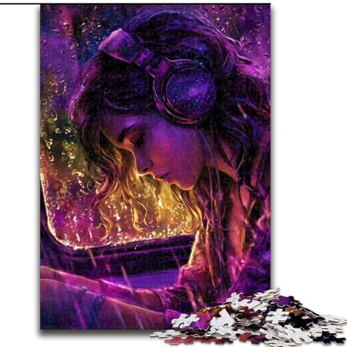 1000-Teile-Puzzle für Erwachsene, Frau hört Musik, Unmögliches Puzzle für Erwachsene, 50x75cm, für Teenager und Familien, perfekte DIY-Dekoration und knifflige Herausforderung 1000-Teile-Puzzle für Erwachsene, Frau hört Musik, Unmögliches Puzzle für Erwachsene, 50x75cm, für Teenager und Familien, perfekte DIY-Dekoration und knifflige Herausforderung von ZKYUBEK