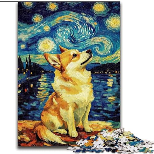 1000-Teile-Puzzle für Erwachsene, Sternennacht, Bezaubernde Huskies, unmögliches Puzzle für Erwachsene, 50x75cm, für Teenager und Familien, perfekte DIY-Dekoration und knifflige Herausforderung 1000-Teile-Puzzle für Erwachsene, Sternennacht, Bezaubernde Huskies, unmögliches Puzzle für Erwachsene, 50x75cm, für Teenager und Familien, perfekte DIY-Dekoration und knifflige Herausforderung von ZKYUBEK