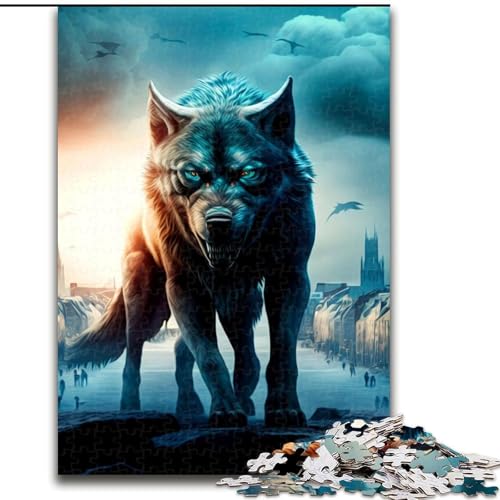 1000-teiliges Fantasy-Wolf-Puzzle aus Pappe, Größe 26x38cm, für Teenager, Spieleabend mit der Familie, gehirnfordernde Geschenkidee von ZKYUBEK