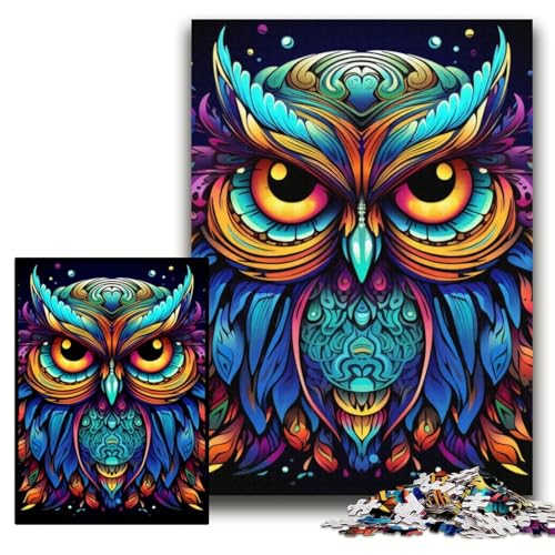 1000-teiliges Puzzle, Bunte Kunst-Eule, anspruchsvolle Puzzles, 26x38cm, interaktives Familienspiel, DIY-Heimdekor, Gehirn-Herausforderung, Geschenk 1000-teiliges Puzzle, Bunte Kunst-Eule, anspruchsvolle Puzzles, 26x38cm, interaktives Familienspiel, DIY-Heimdekor, Gehirn-Herausforderung, Geschenk von ZKYUBEK