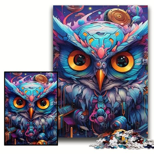 1000-teiliges Puzzle, Bunte Kunst-Eule, schwierige Puzzles für Erwachsene, 50x75cm, Weihnachten, Halloween, Ostern, Neujahr 1000-teiliges Puzzle, Bunte Kunst-Eule, schwierige Puzzles für Erwachsene, 50x75cm, Weihnachten, Halloween, Ostern, Neujahr von ZKYUBEK
