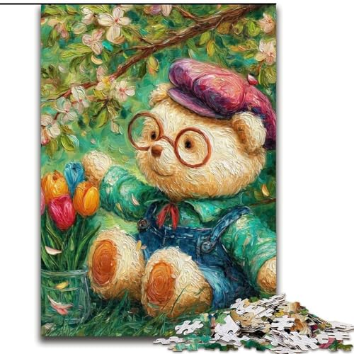 1000-teiliges Puzzle, Cartoon-Teddybär, Holzpuzzle für Erwachsene, 26x38cm, anspruchsvolles DIY-Denkspiel für Teenager von ZKYUBEK