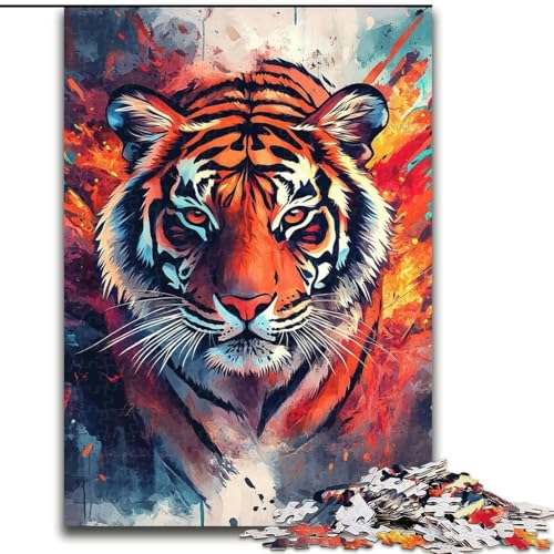 1000-teiliges Puzzle, Cartoon-Tiger, Holzpuzzle für Erwachsene, 26x38cm, anspruchsvolles DIY-Denkspiel für Teenager 1000-teiliges Puzzle, Cartoon-Tiger, Holzpuzzle für Erwachsene, 26x38cm, anspruchsvolles DIY-Denkspiel für Teenager von ZKYUBEK