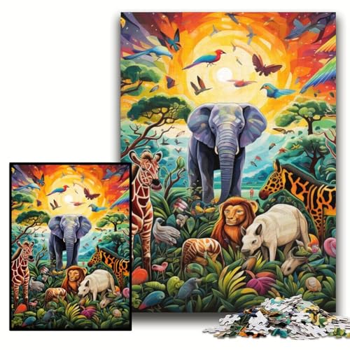 1000-teiliges Puzzle, Elefanten-Kunst, Holzpuzzle für Erwachsene, 50x75cm, für Heimdekoration, Gehirntraining 1000-teiliges Puzzle, Elefanten-Kunst, Holzpuzzle für Erwachsene, 50x75cm, für Heimdekoration, Gehirntraining von ZKYUBEK