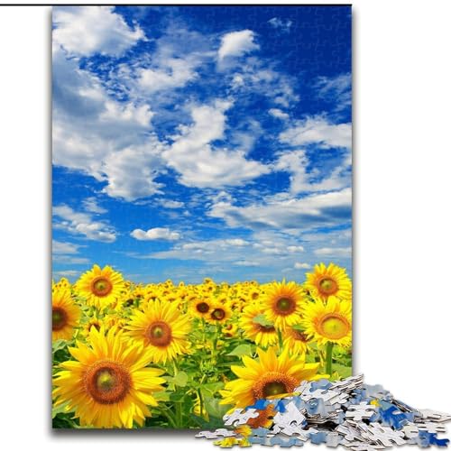 1000-teiliges Puzzle, Sonnenblume, Holzpuzzle, 50x75cm, anspruchsvolles Denkspiel – entspannendes Spielzeug für Teenager von ZKYUBEK