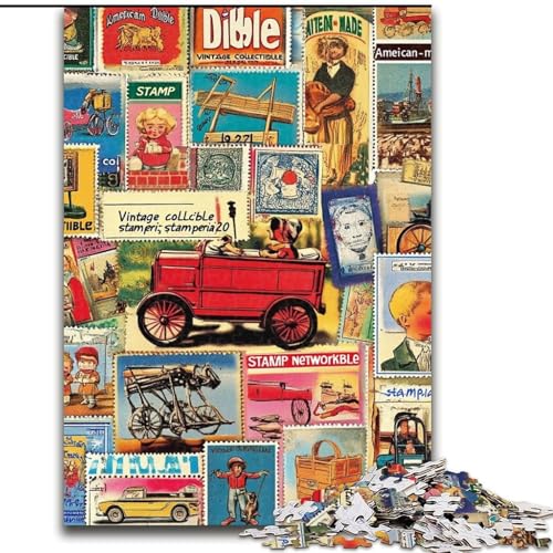 1000-teiliges Puzzle, Vintage-Briefmarken-Collage, Karton-Puzzle, 26x38cm, anspruchsvolles Denkspiel – entspannendes Spielzeug für Teenager 1000-teiliges Puzzle, Vintage-Briefmarken-Collage, Karton-Puzzle, 26x38cm, anspruchsvolles Denkspiel – entspannendes Spielzeug für Teenager von ZKYUBEK