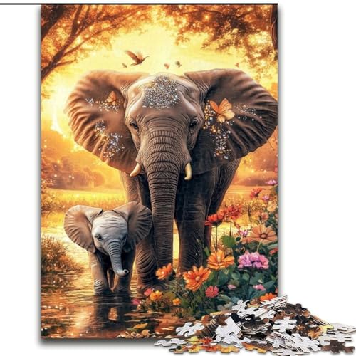 1000-teiliges Puzzle, Waldelefant, 1000-teiliges Puzzle für Erwachsene, Familieninteraktion und lustiges Geschenk, lebendiges abstraktes Design, 50x75cm von ZKYUBEK