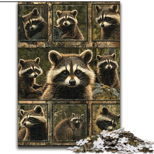 1000-teiliges Puzzle, Waschbär-Collage, Holzpuzzle für Erwachsene, 26x38cm, anspruchsvolles DIY-Denkspiel für Teenager 1000-teiliges Puzzle, Waschbär-Collage, Holzpuzzle für Erwachsene, 26x38cm, anspruchsvolles DIY-Denkspiel für Teenager von ZKYUBEK