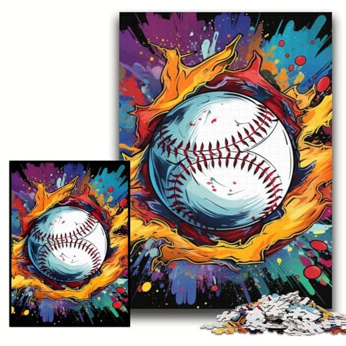 1000-teiliges Puzzle, bunter Baseball, schwierige Puzzles für Erwachsene, 50x75cm, perfekt als Geburtstags-, Weihnachts 1000-teiliges Puzzle, bunter Baseball, schwierige Puzzles für Erwachsene, 50x75cm, perfekt als Geburtstags-, Weihnachts von ZKYUBEK