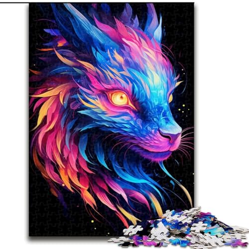 1000-teiliges Puzzle, bunter Graffiti-Drache, Holzpuzzle, Größe 50x75cm, anspruchsvolles Denkspiel – entspannendes Spielzeug für Teenager von ZKYUBEK