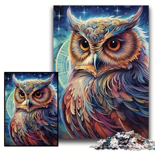 1000-teiliges Puzzle, farbenfrohe Kunst-Eule, schwierige Puzzles für Erwachsene, 26x38cm, perfekt als Geburtstags-, Weihnachts 1000-teiliges Puzzle, farbenfrohe Kunst-Eule, schwierige Puzzles für Erwachsene, 26x38cm, perfekt als Geburtstags-, Weihnachts von ZKYUBEK