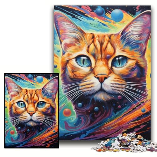 1000-teiliges Puzzle, farbenfrohe Kunstkatze, anspruchsvolle Puzzles, 26x38cm, interaktives Familienspiel, DIY-Heimdekor, Gehirn-Herausforderung, Geschenk 1000-teiliges Puzzle, farbenfrohe Kunstkatze, anspruchsvolle Puzzles, 26x38cm, interaktives Familienspiel, DIY-Heimdekor, Gehirn-Herausforderung, Geschenk von ZKYUBEK