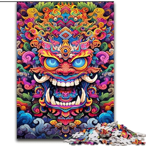 1000-teiliges Puzzle, farbenfroher Kunst-Buddha, Holzpuzzle, Größe 50x75cm, anspruchsvolles Denkspiel – entspannendes Spielzeug für Teenager von ZKYUBEK