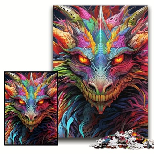 1000-teiliges Puzzle, farbenfroher Kunstdrache, Holzpuzzle für Erwachsene, 50x75cm, Muttertag, Geburtstag, Weihnachten 1000-teiliges Puzzle, farbenfroher Kunstdrache, Holzpuzzle für Erwachsene, 50x75cm, Muttertag, Geburtstag, Weihnachten von ZKYUBEK