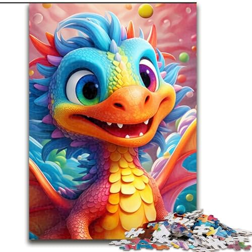 1000-teiliges Puzzle, farbenfrohes Kunst-Drachen-Puzzle, Größe 26x38cm, anspruchsvolles Denkspiel für Teenager, unterhaltsames interaktives Spiel für die ganze Familie von ZKYUBEK