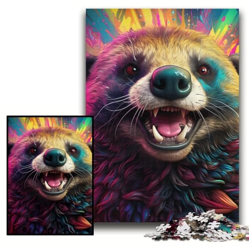 1000-teiliges Puzzle, farbenfrohes Kunst-Honigdachs-Puzzle aus Karton, 26x38cm, Halloween, Weihnachten, Geburtstag 1000-teiliges Puzzle, farbenfrohes Kunst-Honigdachs-Puzzle aus Karton, 26x38cm, Halloween, Weihnachten, Geburtstag von ZKYUBEK