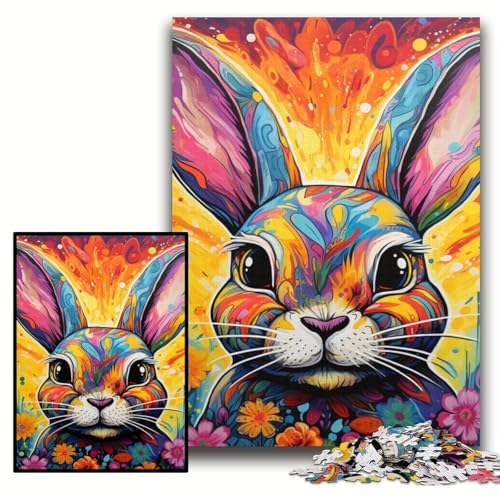 1000-teiliges Puzzle, farbenfrohes Kunst-Kaninchen, Holzpuzzle für Erwachsene, 50x75cm, für Heimdekoration, Gehirntraining 1000-teiliges Puzzle, farbenfrohes Kunst-Kaninchen, Holzpuzzle für Erwachsene, 50x75cm, für Heimdekoration, Gehirntraining von ZKYUBEK
