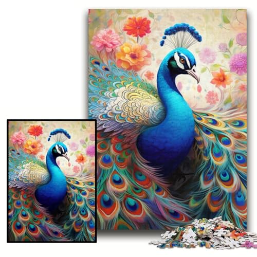 1000-teiliges Puzzle, farbenfrohes Pfauen-Kunstpuzzle aus Karton für Erwachsene, 26x38cm, für Heimdekoration, Gehirntraining 1000-teiliges Puzzle, farbenfrohes Pfauen-Kunstpuzzle aus Karton für Erwachsene, 26x38cm, für Heimdekoration, Gehirntraining von ZKYUBEK
