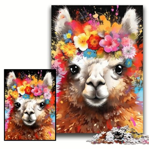 1000-teiliges Puzzle „Alpaka trägt Blumen“, Holzpuzzle, 50x75cm, Halloween, Weihnachten, Geburtstag 1000-teiliges Puzzle „Alpaka trägt Blumen“, Holzpuzzle, 50x75cm, Halloween, Weihnachten, Geburtstag von ZKYUBEK