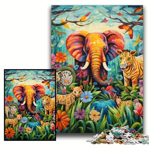 1000-teiliges Puzzle „Art Elephant“, unmögliches Puzzle für Erwachsene, 50x75cm, für Teenager und Familien, perfekte DIY-Dekoration und knifflige Herausforderung 1000-teiliges Puzzle „Art Elephant“, unmögliches Puzzle für Erwachsene, 50x75cm, für Teenager und Familien, perfekte DIY-Dekoration und knifflige Herausforderung von ZKYUBEK