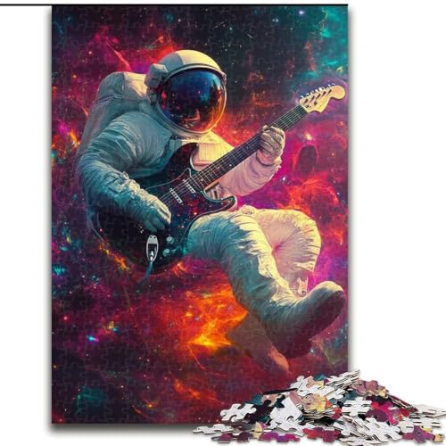1000-teiliges Puzzle „Astronaut spielt Gitarre“ für Erwachsene, 26x38cm, Teenager, Paare und Freunde zum Geburtstag, zu Weihnachten von ZKYUBEK