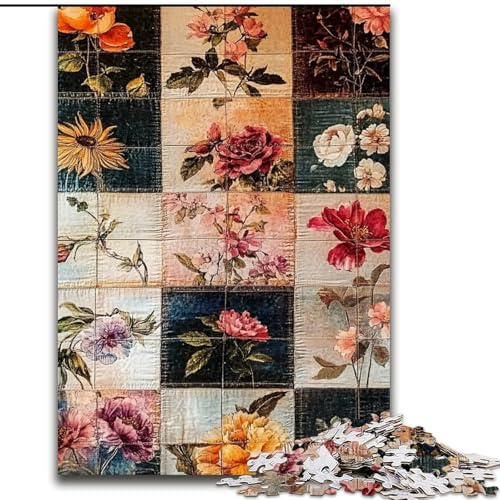1000-teiliges Puzzle „Blumencollage“, Holzpuzzle, 50x75cm, anspruchsvolles Denkspiel – entspannendes Spielzeug für Teenager von ZKYUBEK