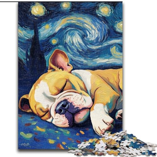 1000-teiliges Puzzle „Bulldog Night Sky“ aus Karton, Puzzlegröße 26x38cm, perfekt für Teenager, zum Zusammenhalt der Familie, als Denksportaufgabe und als Geschenk zur Heimdekoration 1000-teiliges Puzzle „Bulldog Night Sky“ aus Karton, Puzzlegröße 26x38cm, perfekt für Teenager, zum Zusammenhalt der Familie, als Denksportaufgabe und als Geschenk zur Heimdekoration von ZKYUBEK