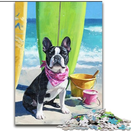 1000-teiliges Puzzle „Bulldogge im Urlaub“, 26x38cm, Familie und Freunde, geeignet für Kinder ab 14 Jahren von ZKYUBEK