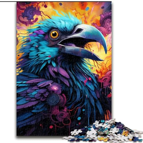 1000-teiliges Puzzle „Bunte Krähe“, unmögliches Puzzle für Erwachsene, Größe 50x75cm, hochschwieriges Denkspiel für Teenager von ZKYUBEK