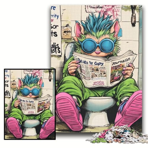 1000-teiliges Puzzle „Cat Go Toilet“, Holzpuzzle für Erwachsene, 50x75cm, Muttertag, Geburtstag, Weihnachten 1000-teiliges Puzzle „Cat Go Toilet“, Holzpuzzle für Erwachsene, 50x75cm, Muttertag, Geburtstag, Weihnachten von ZKYUBEK